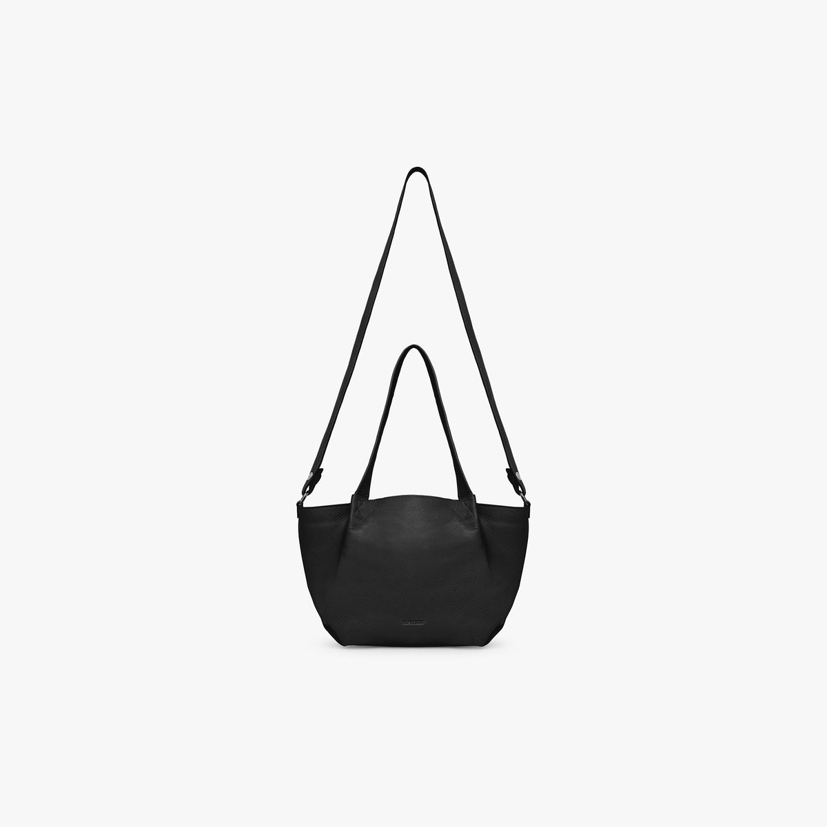 Black Leather Curved Mini Tote