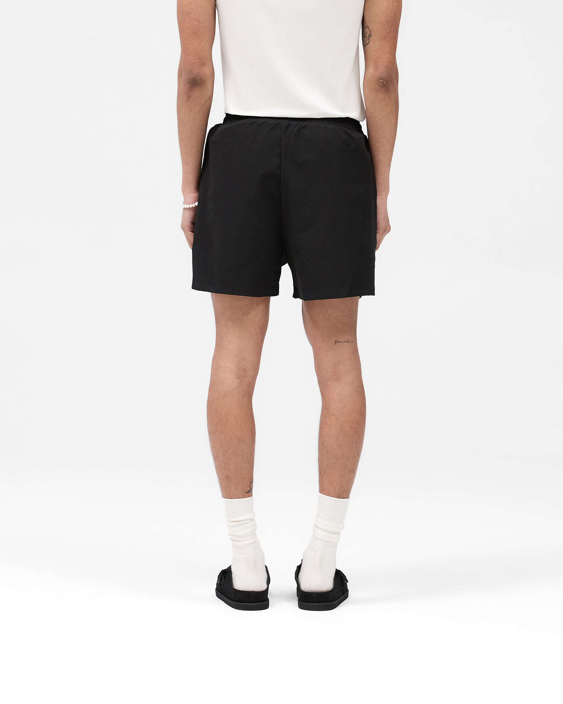 Seersucker Smart Swim Short - Noir