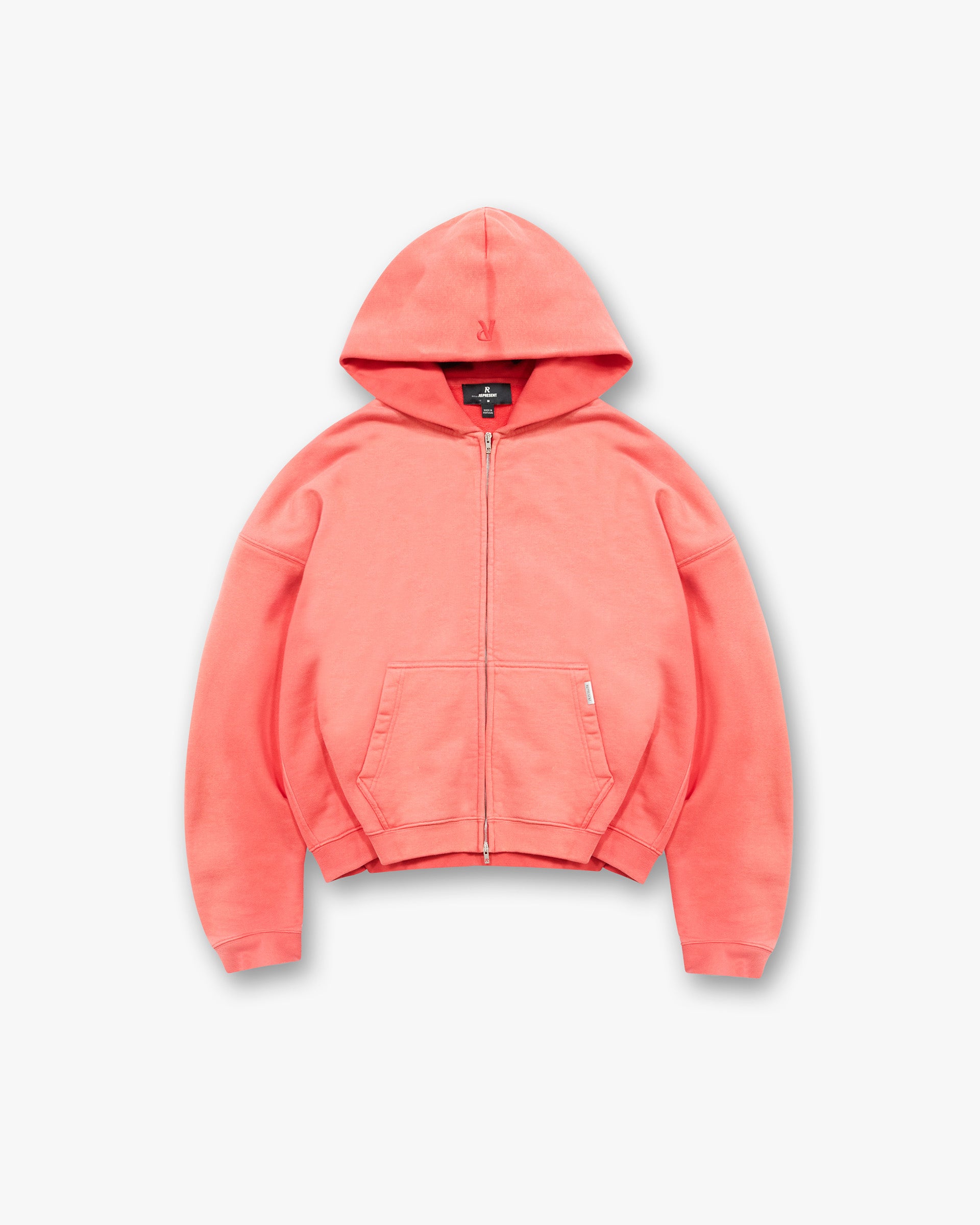 Initial Boxy Zip Through Hoodie - Vintage Rot