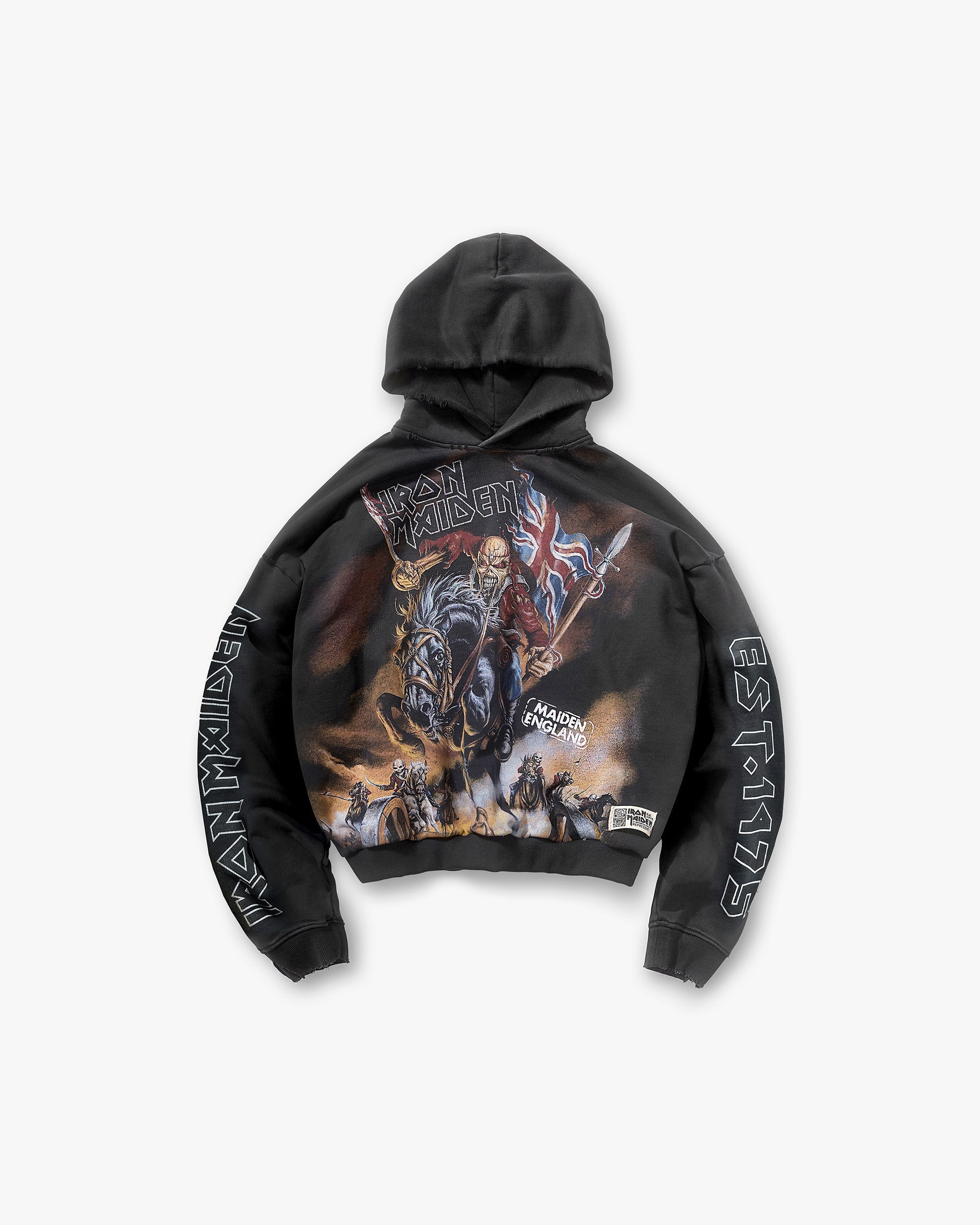 Represent X Iron Maiden Destrier Sweat à capuche - Noir Délavé