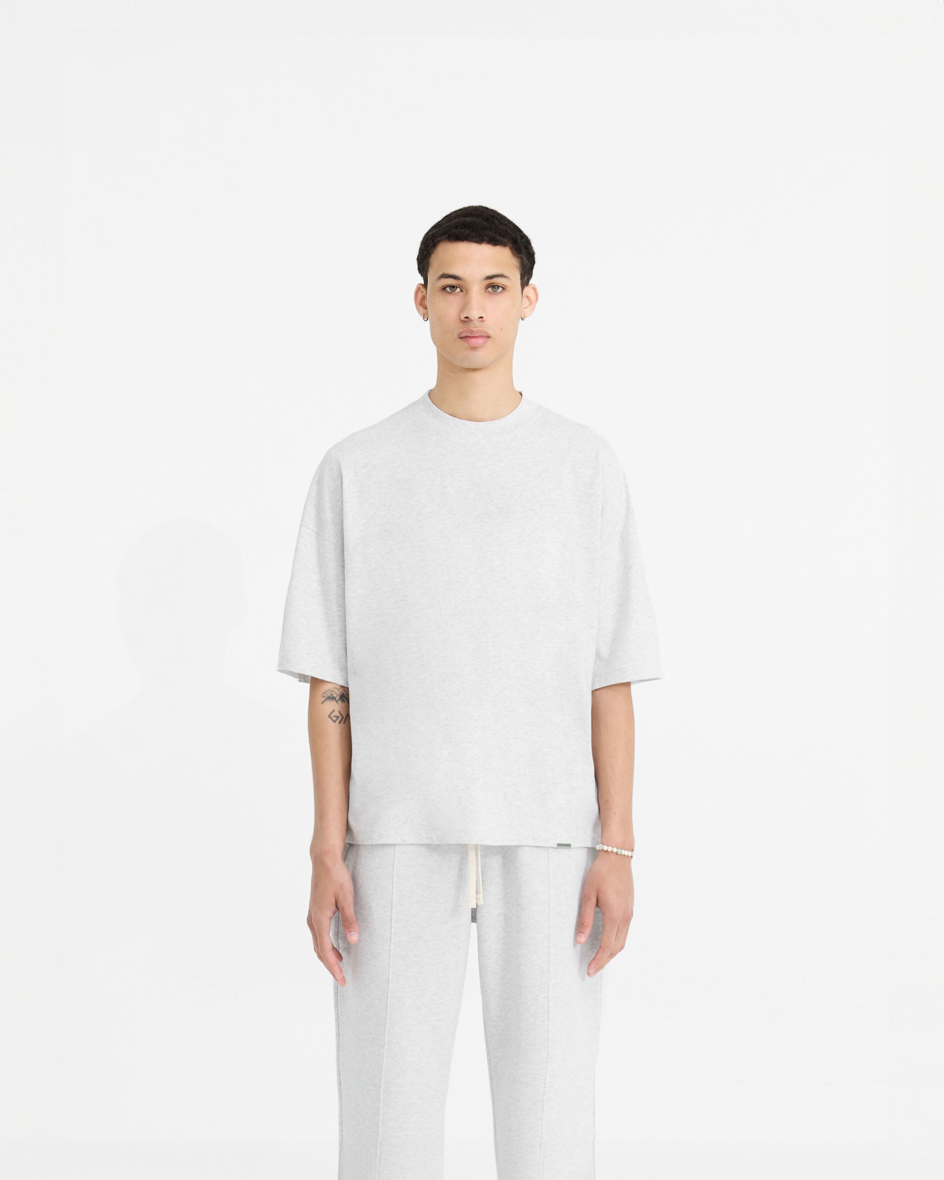 Initial Boxy T-Shirt - Eisgrau Meliert