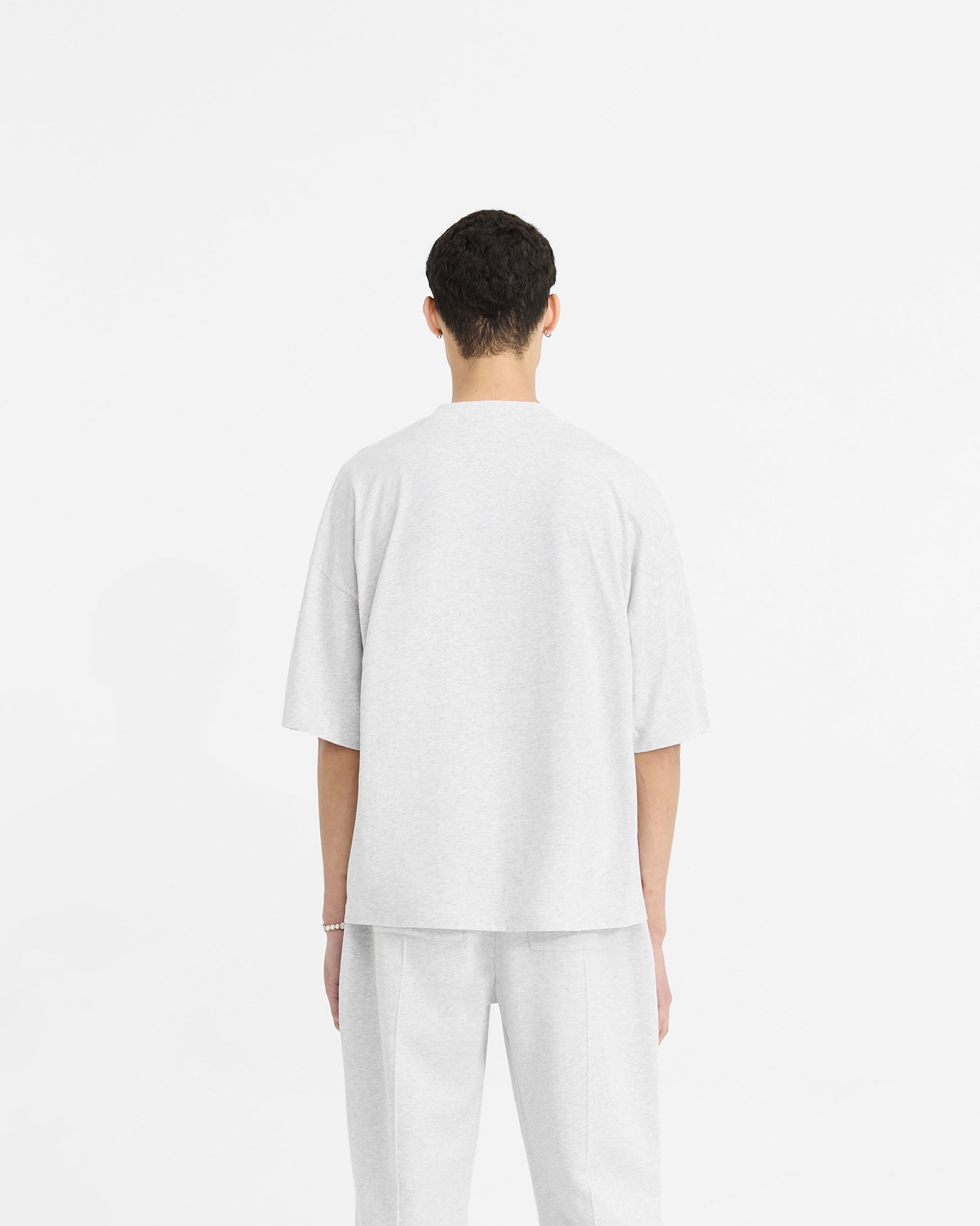 Initial Boxy T-Shirt - Eisgrau Meliert