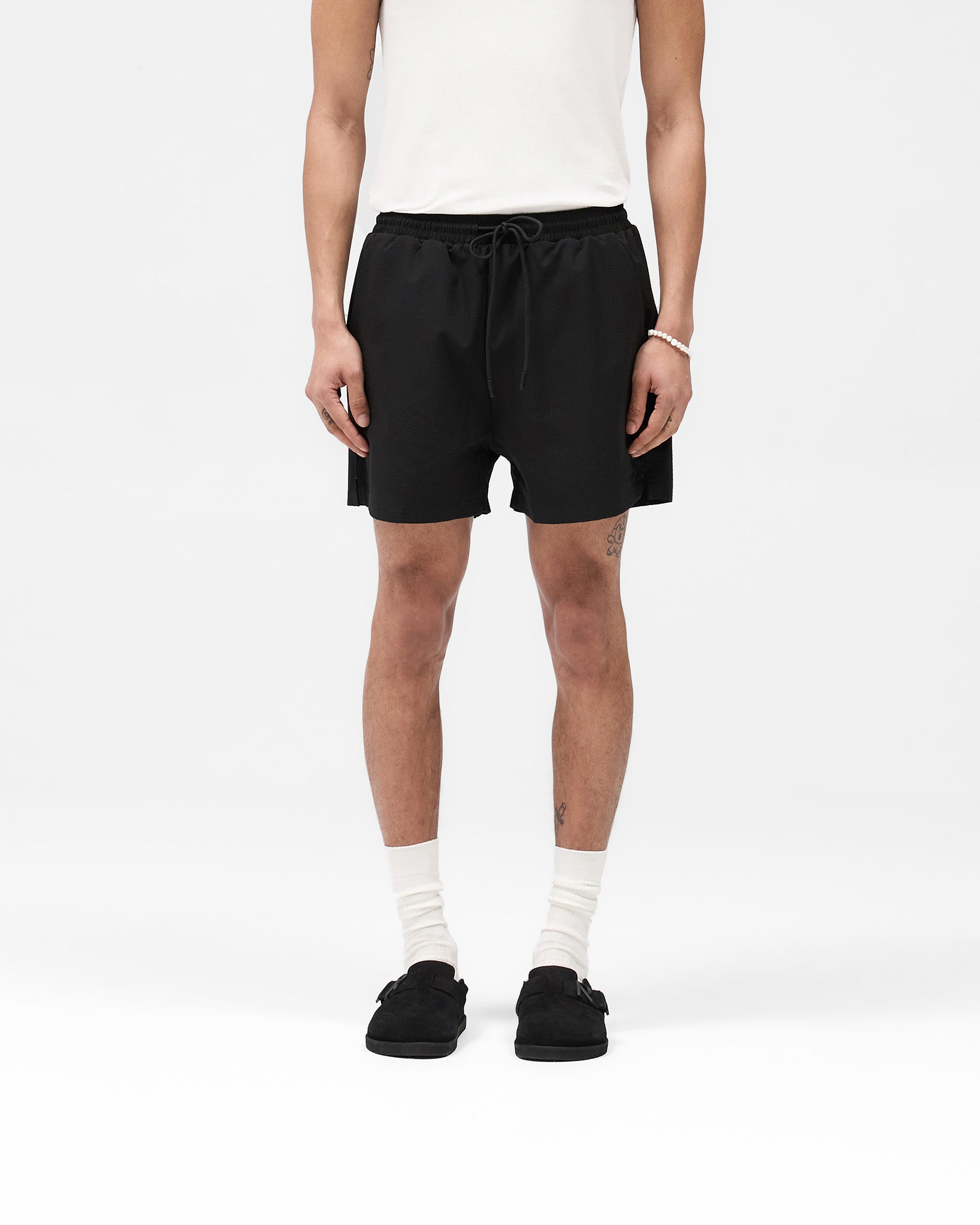 Seersucker Smart Swim Short - Noir