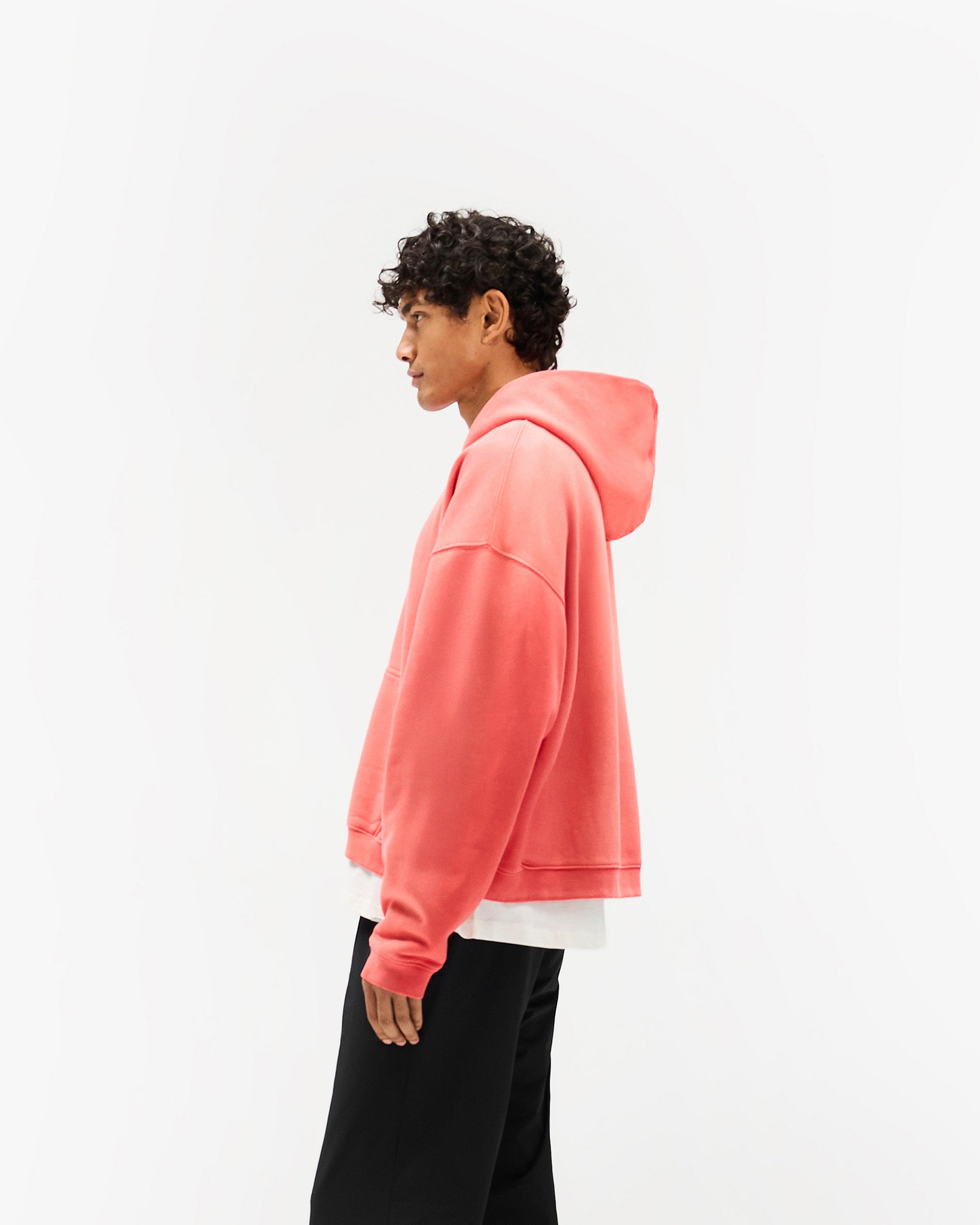Initial Boxy Zip Through Hoodie - Vintage Rot