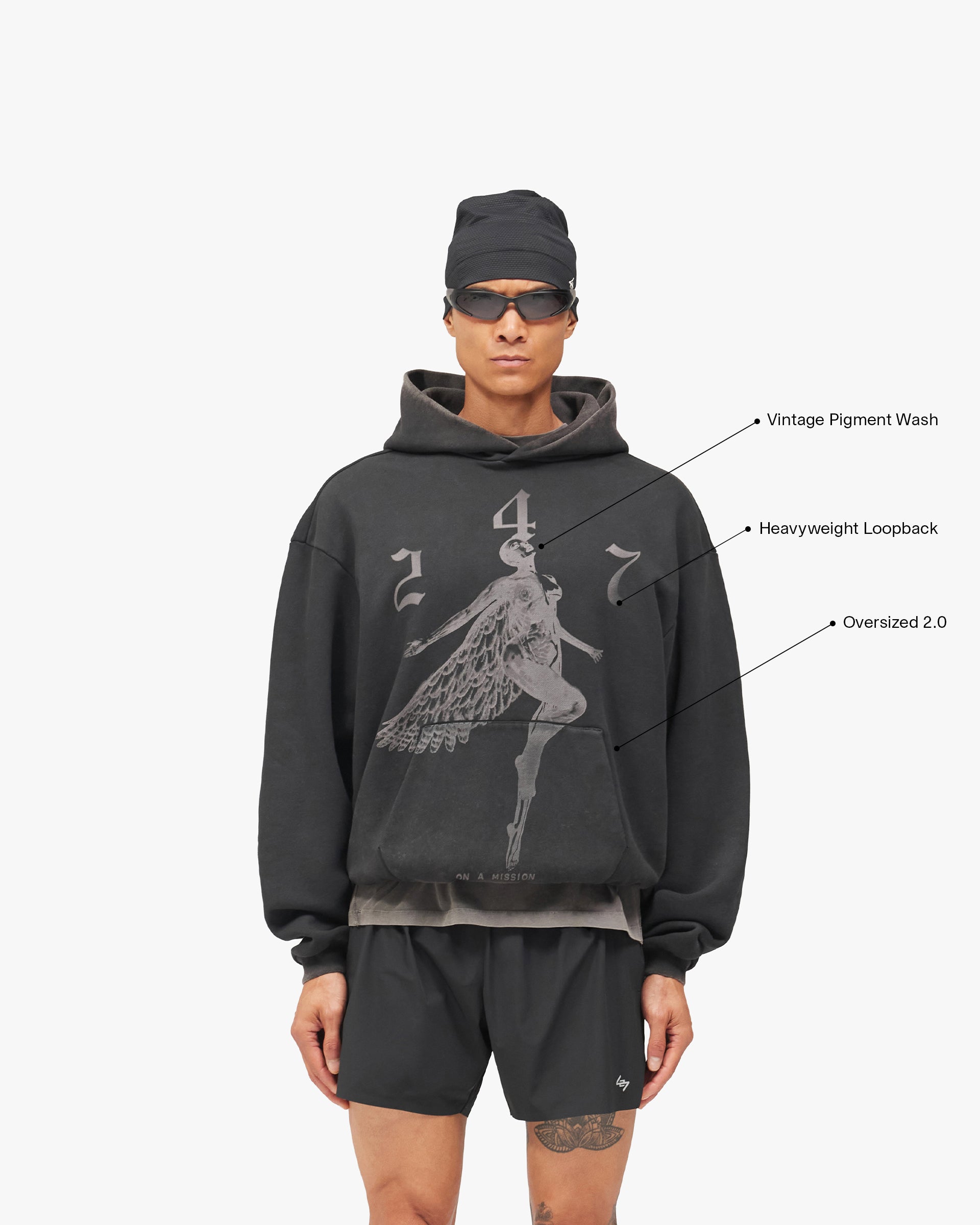 247 Fallen Angel Graphic Hoodie - Vintage Black