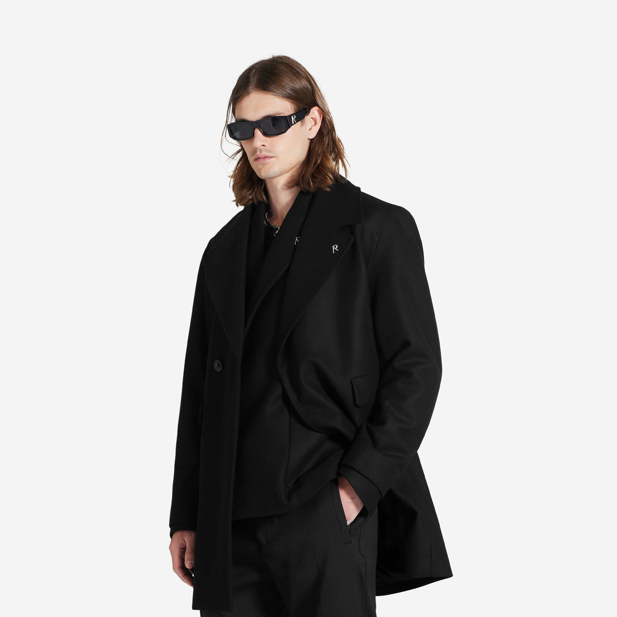 Double Breasted Overcoat | Jet Black | REPRESENT CLO