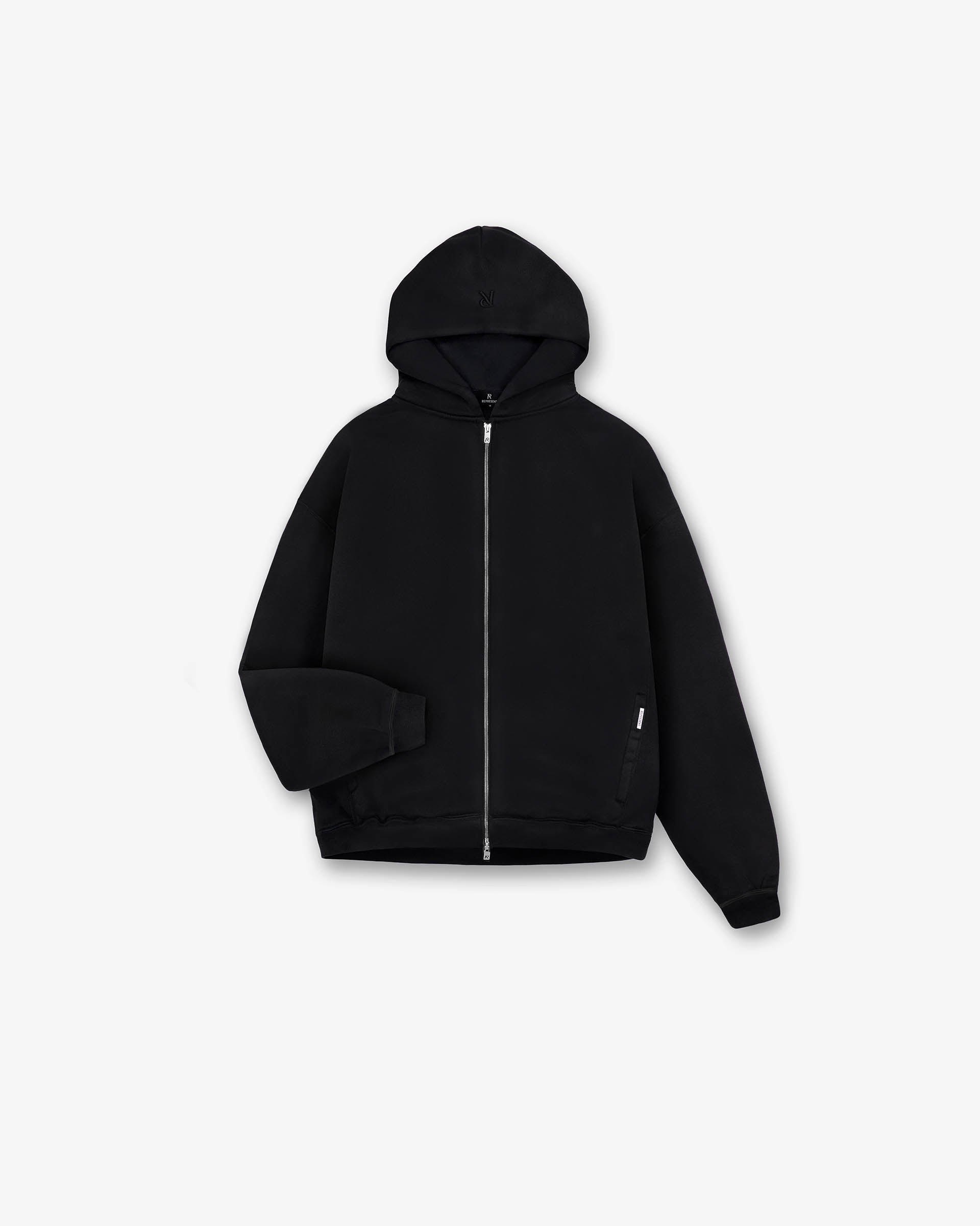 Sweat à capuche zippé surdimensionné Initial - Noir