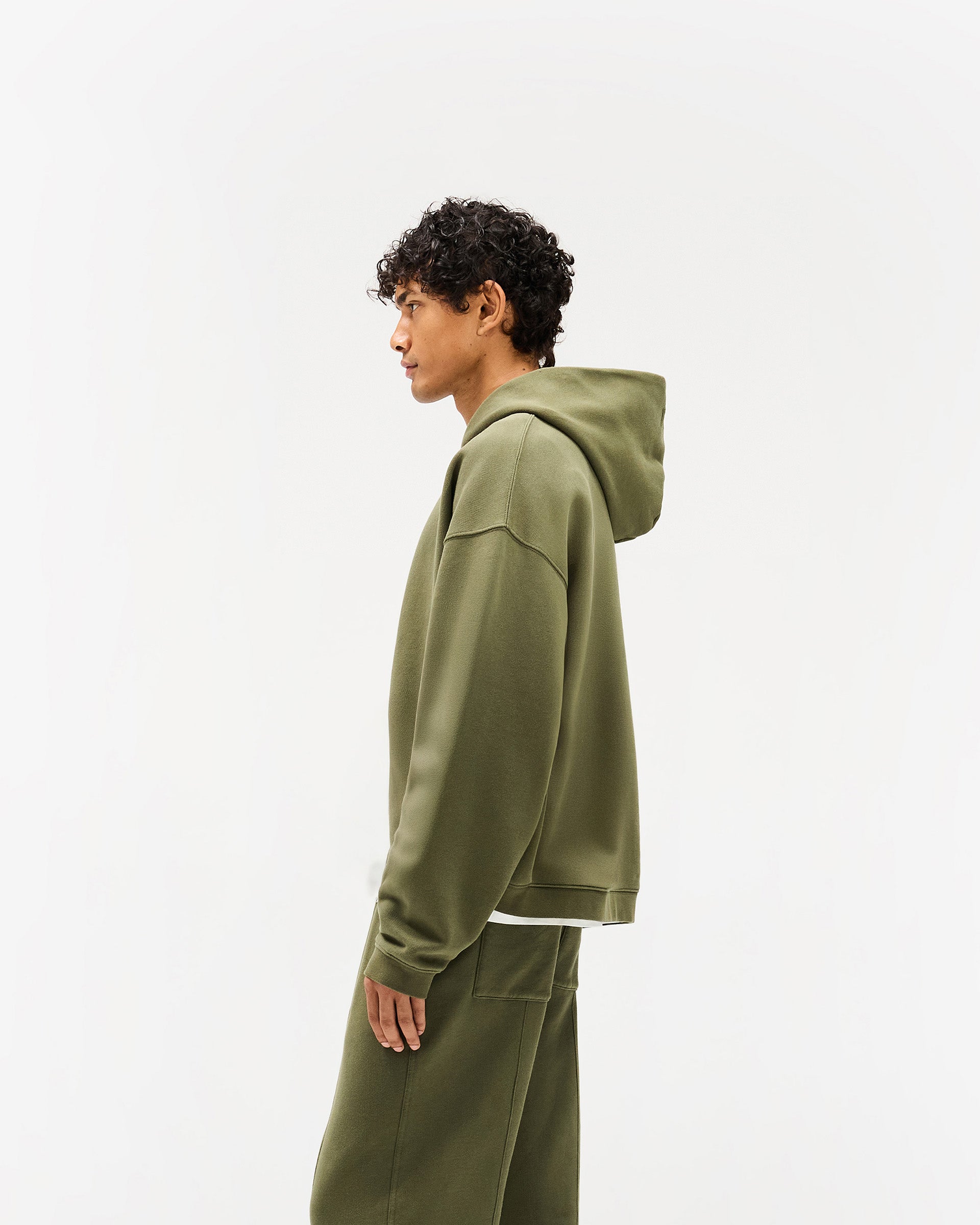 Initial Boxy Zip Through Hoodie - Grün