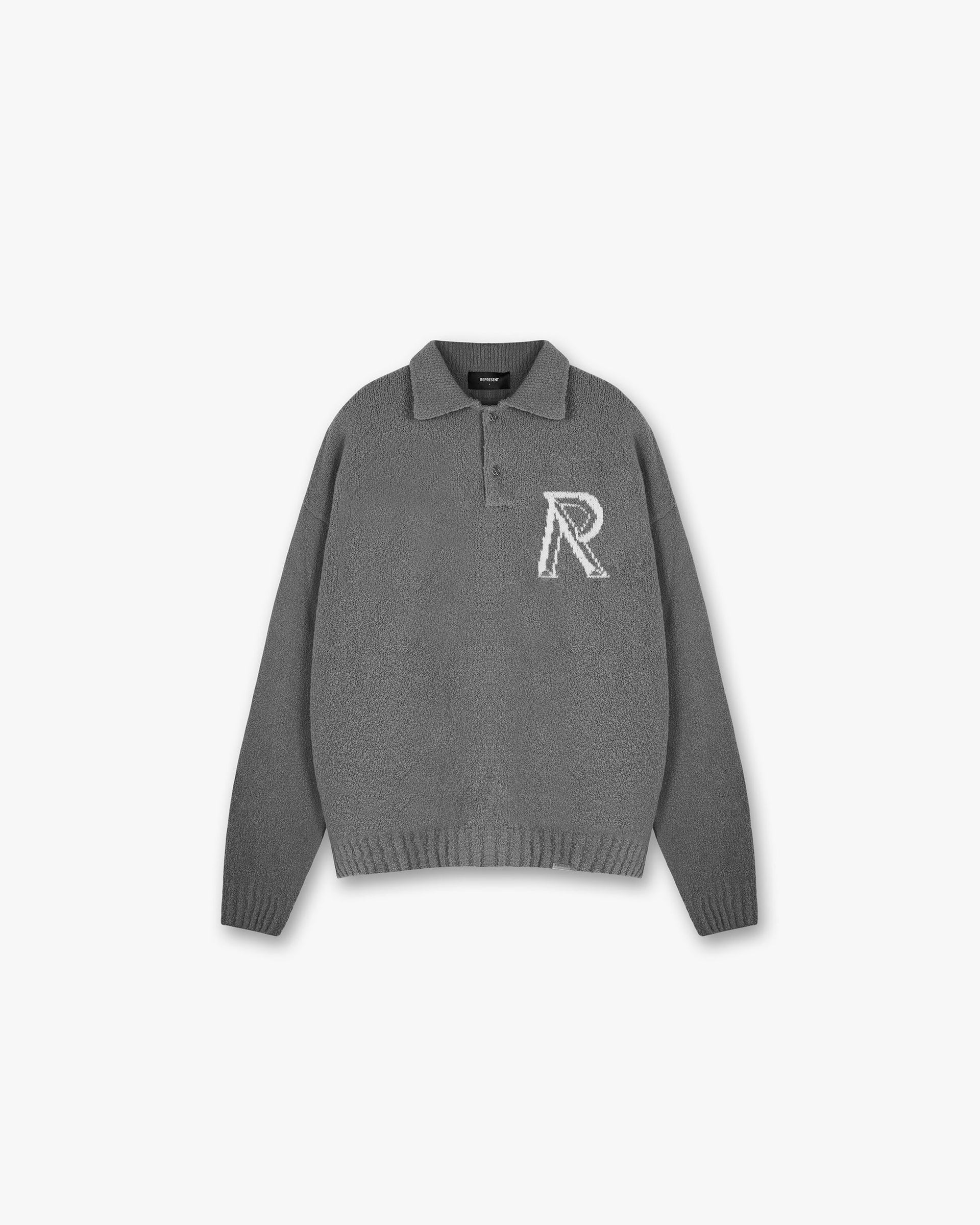 Initial Boucle Polo | Grey Knitwear FW23 | Represent Clo