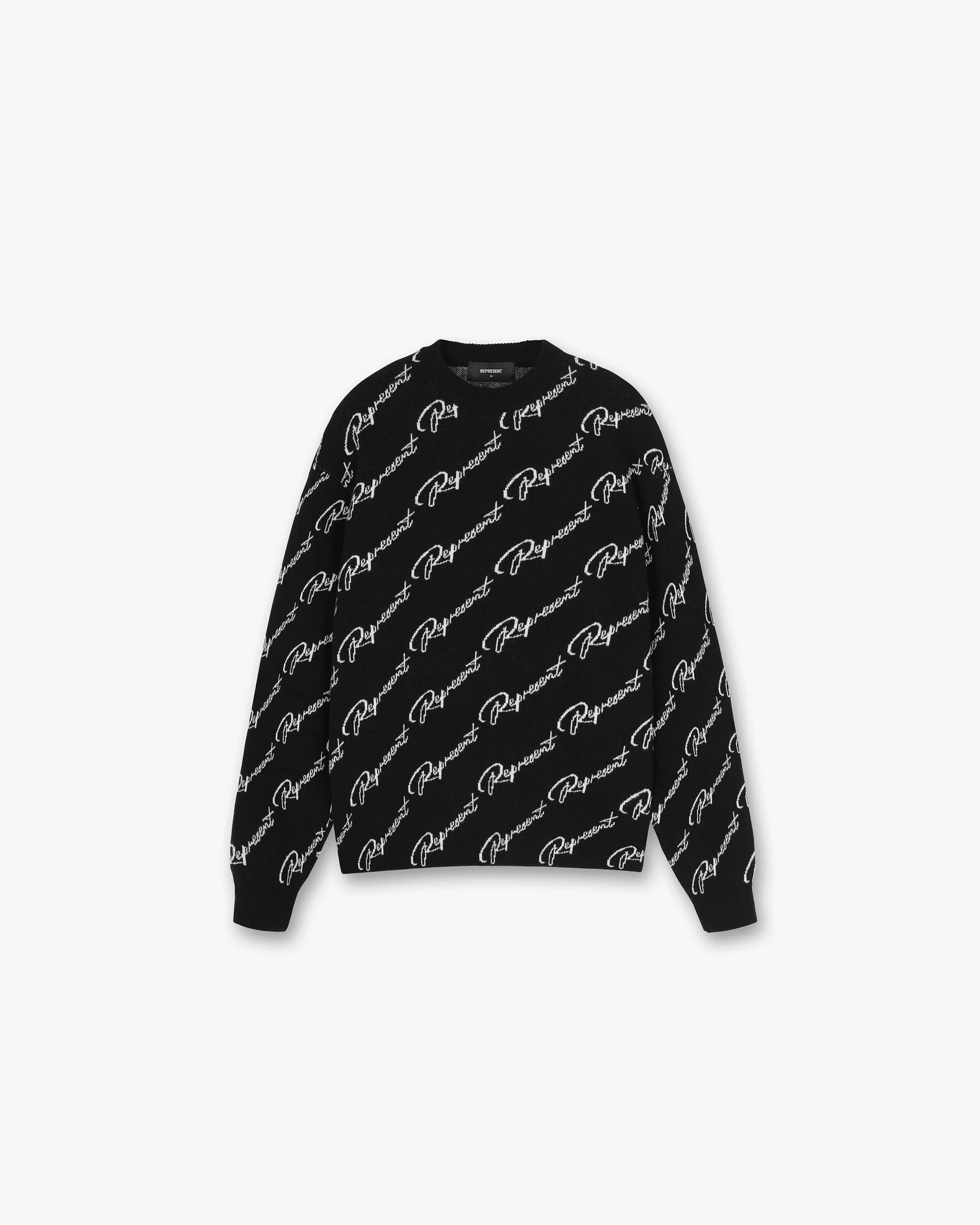 Represent Jacquard Sweater | Black Knitwear FW23 | Represent Clo
