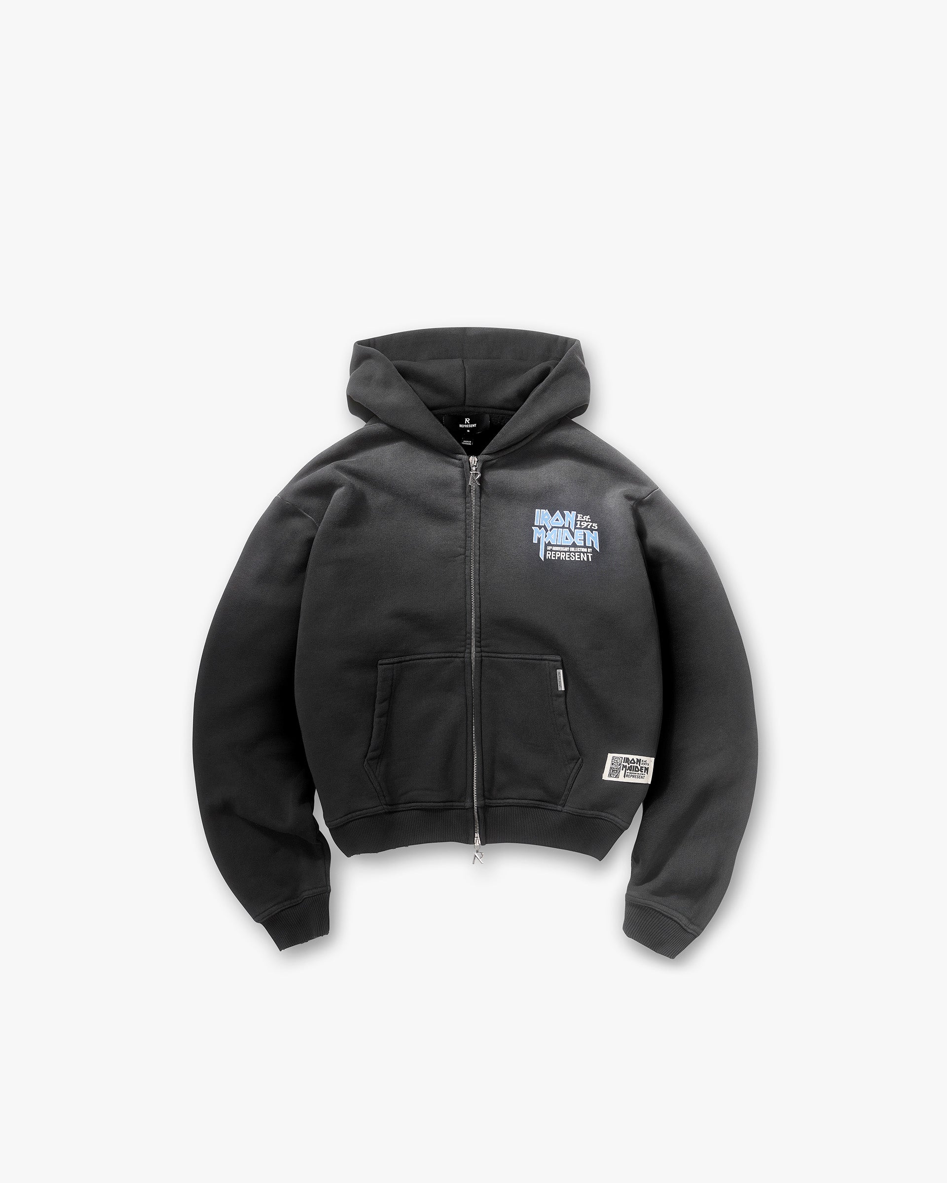 Represent X Iron Maiden Hoodie Anniversaire Zip - Noir Délavé