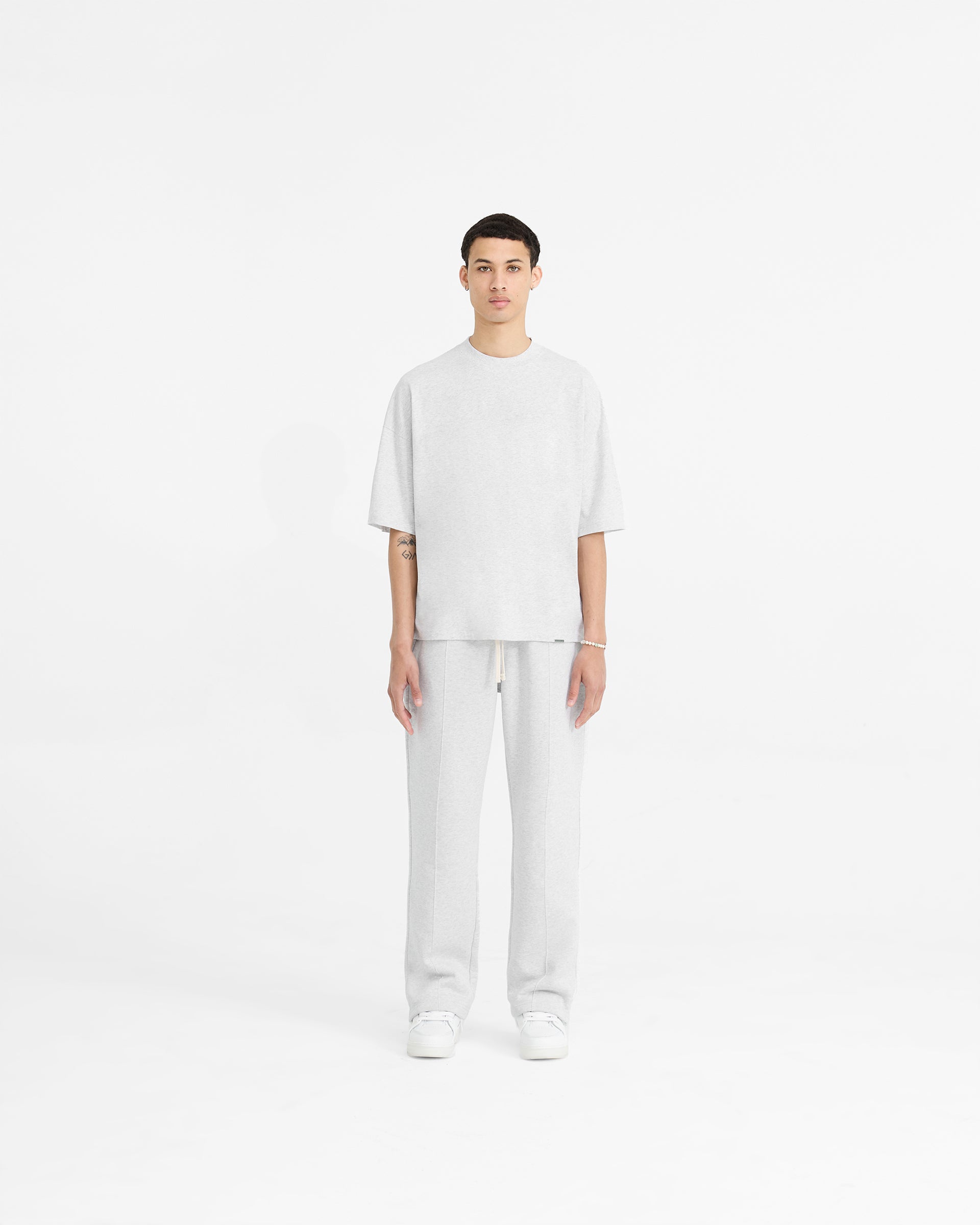Initial Boxy T-Shirt - Eisgrau Meliert