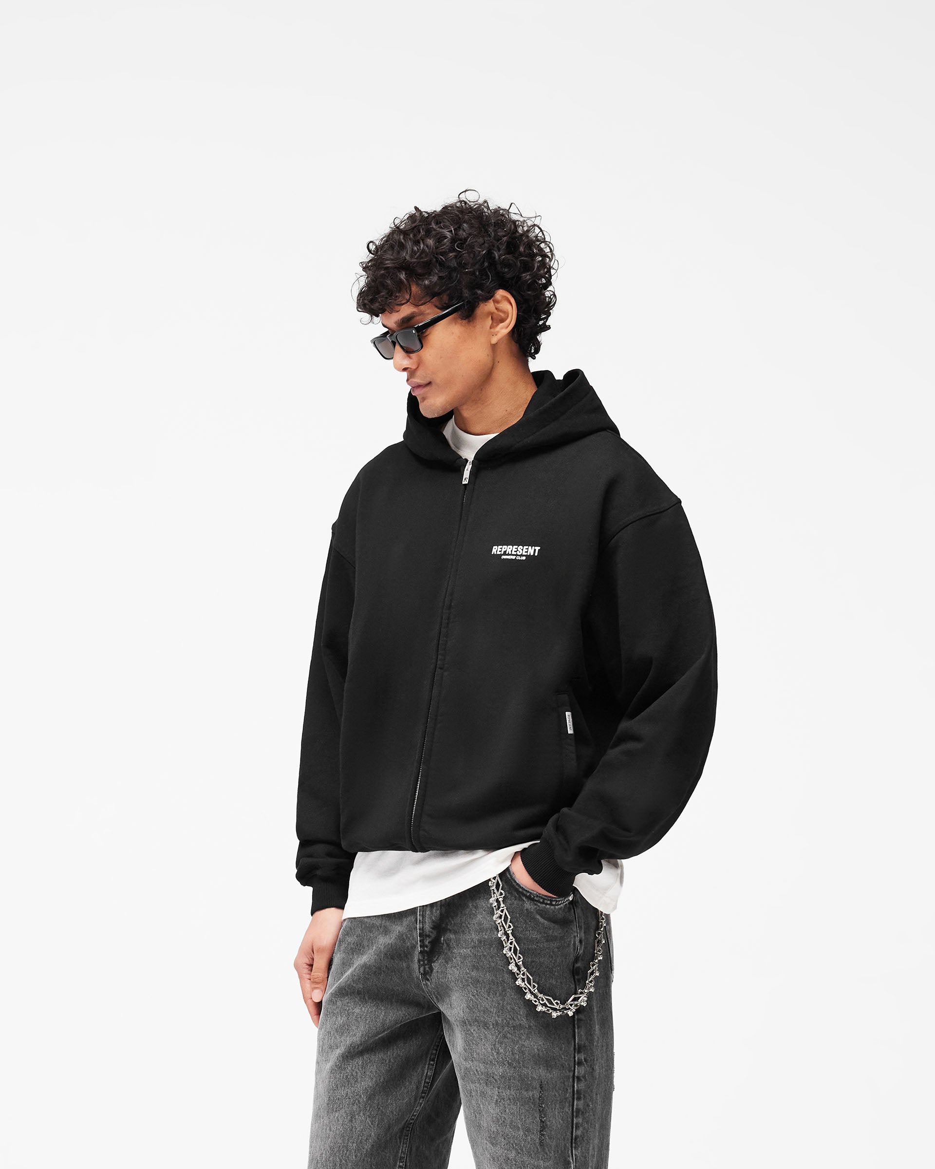 Represent Owners Club Zip Hoodie - Black