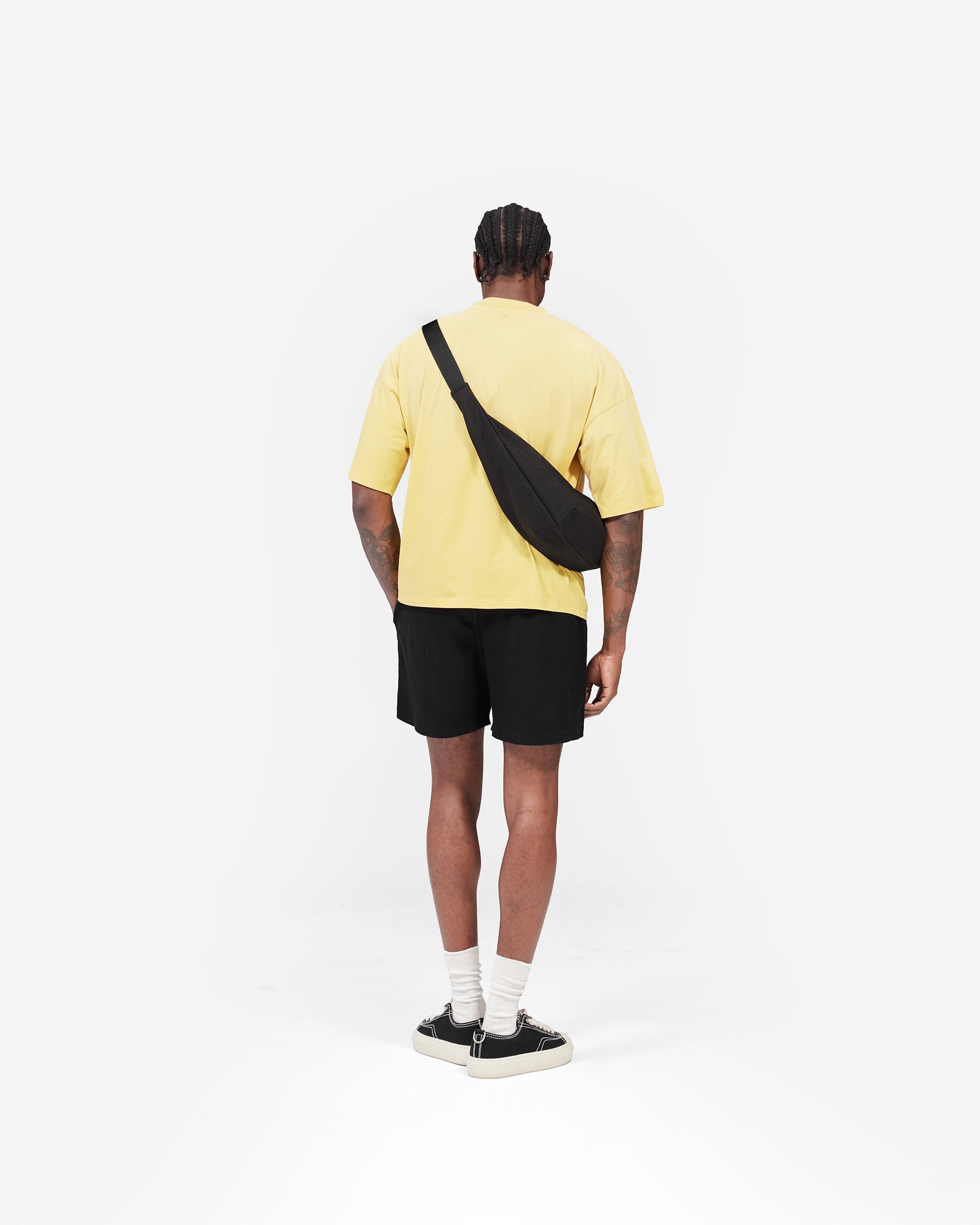 Initial Waffle Shorts - Jet Black