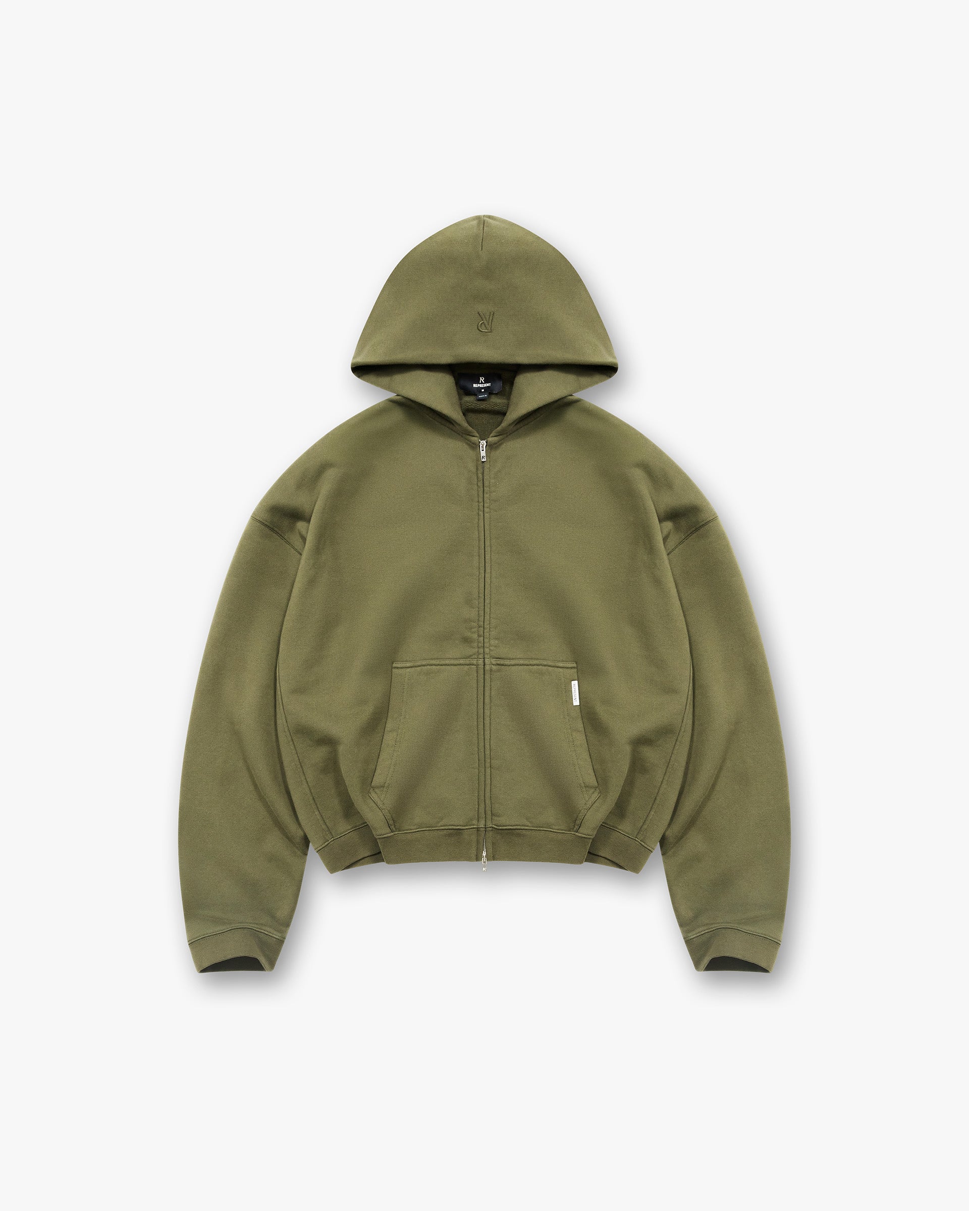 Initial Boxy Zip Through Hoodie - Grün
