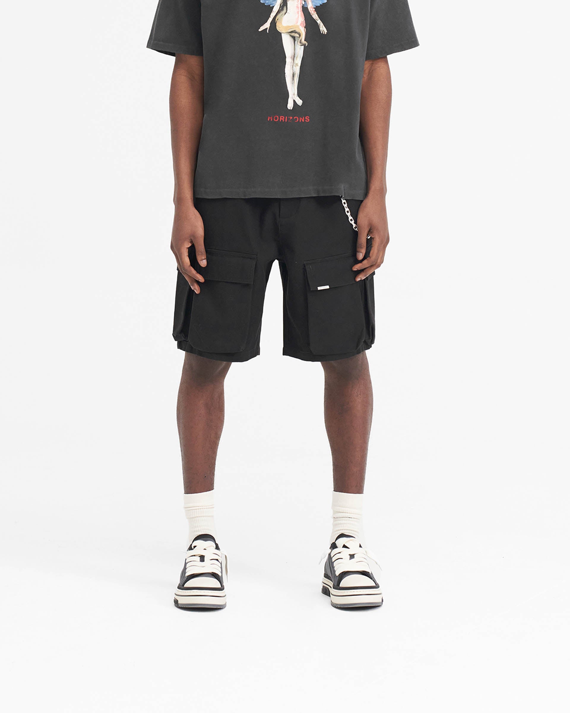 Short cargo ample en coton - Noir
