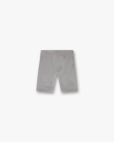 Front product image of mens grey seamless shorts on a plain white background | 247 DNA Seamless Shorts in Titanium | Seamless shorts with ribbed waist | 247 Shorts | Represent Clo
