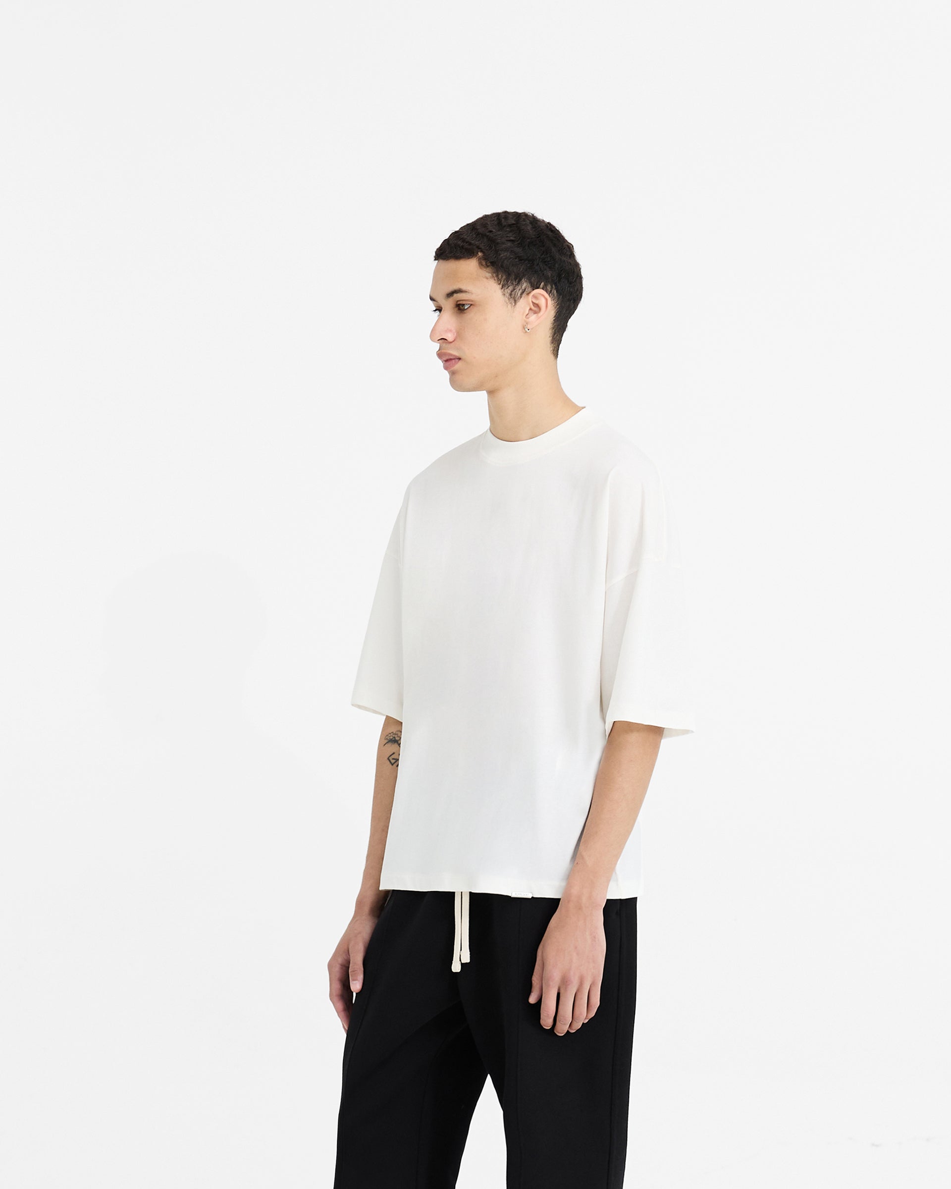 T-Shirt Boxy Initiale - Blanc Plat