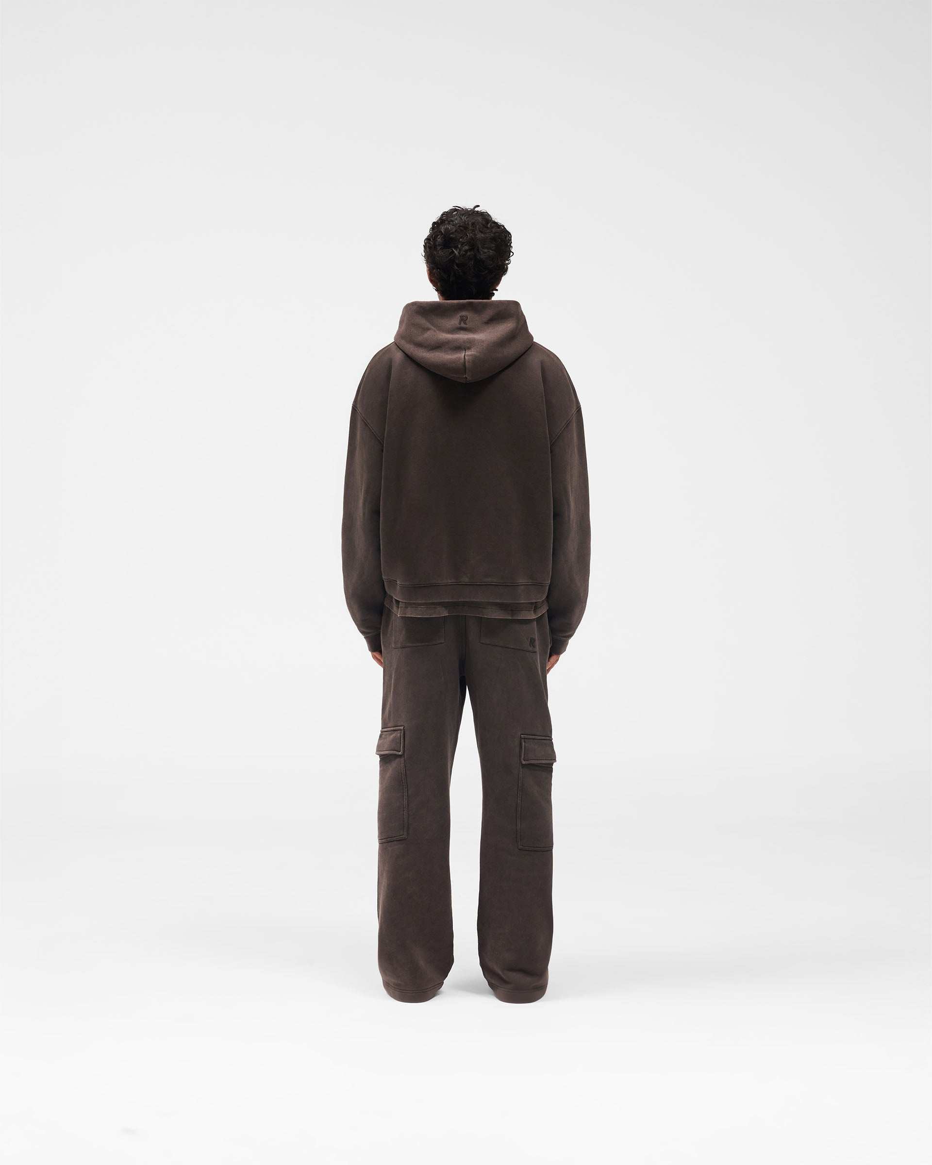 Initial Boxy Zip Through Hoodie - Coffee