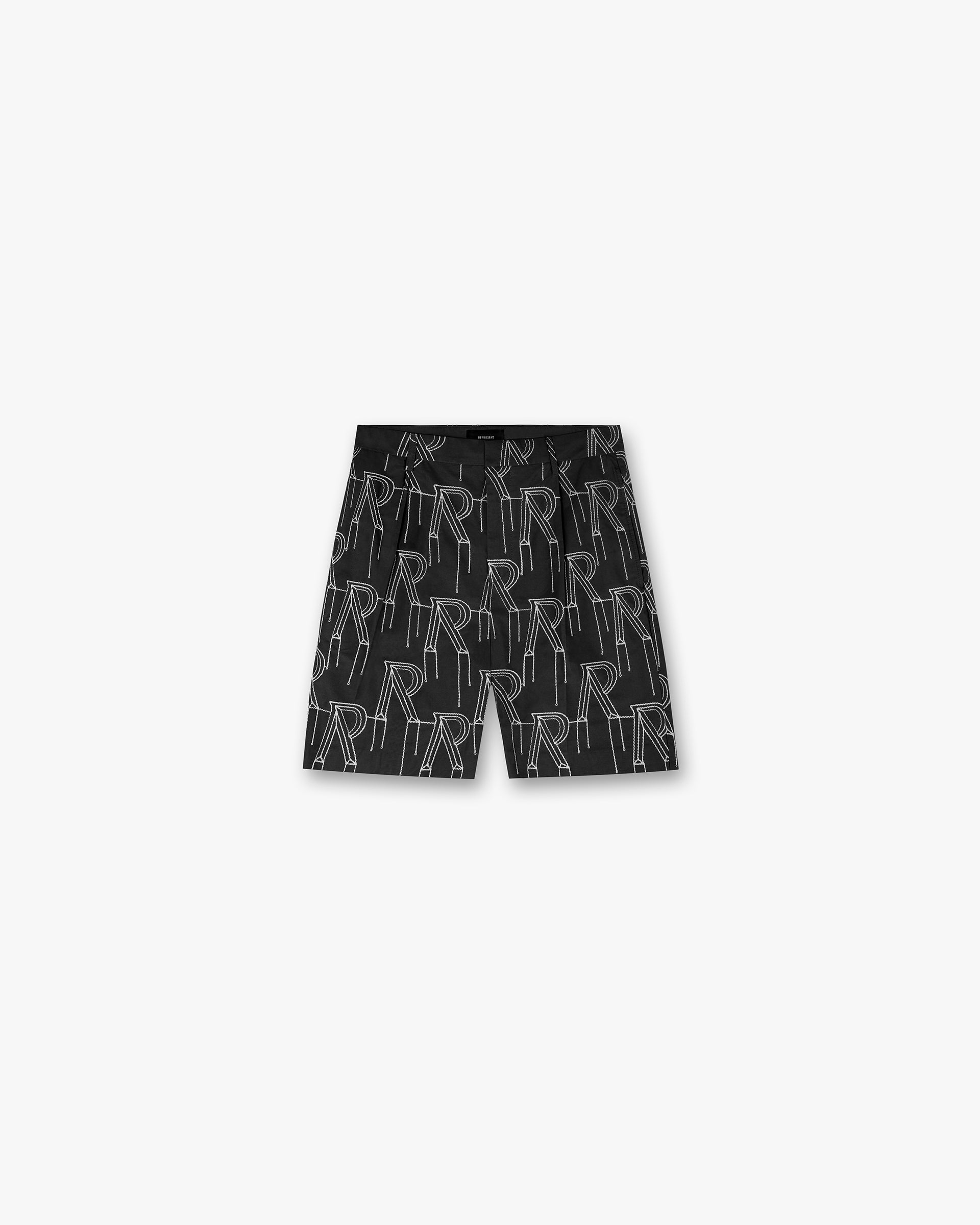 Short ajusté avec initiale brodée - Noir