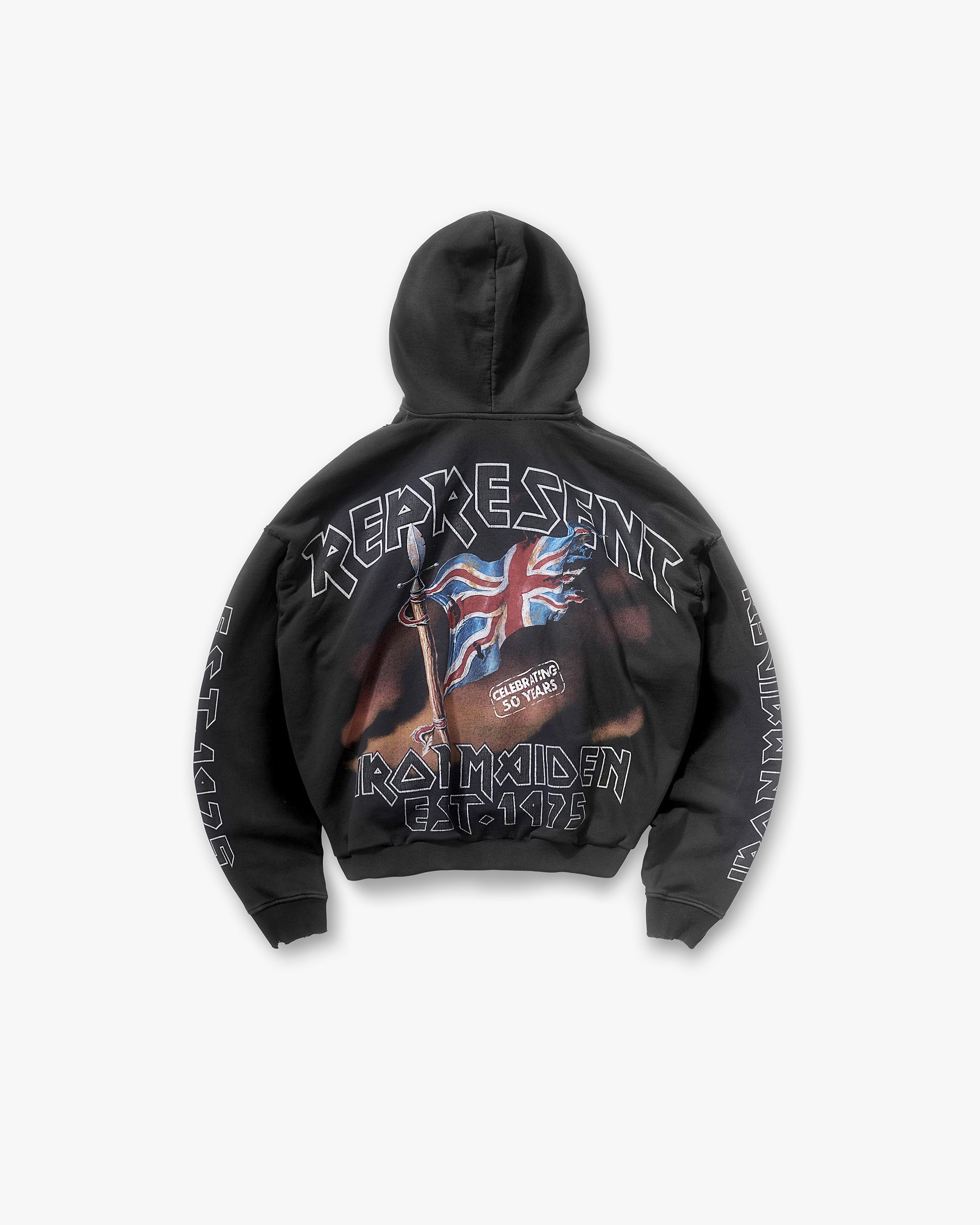 Represent X Iron Maiden Destrier Sweat à capuche - Noir Délavé