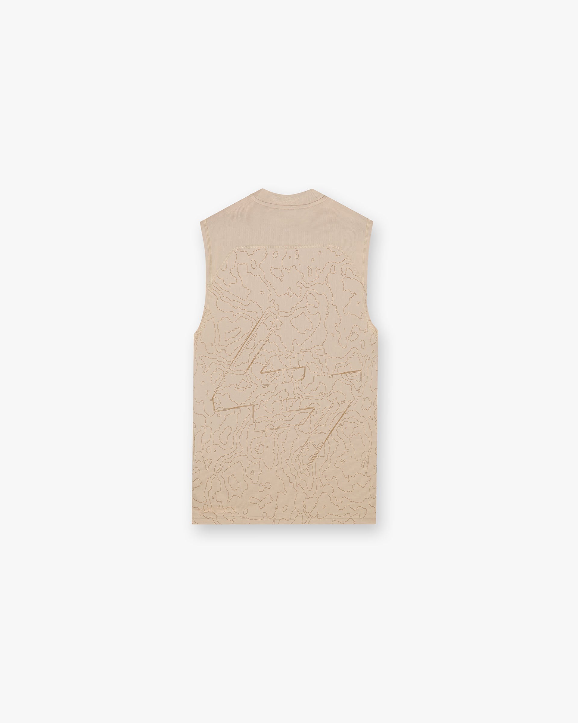 Front product image of a mens black tank top on a plain white background | 247 Contour Run Tank in Pebble | Lightweight stretch t-shirt | 247 T-Shirts | Represent Clo
