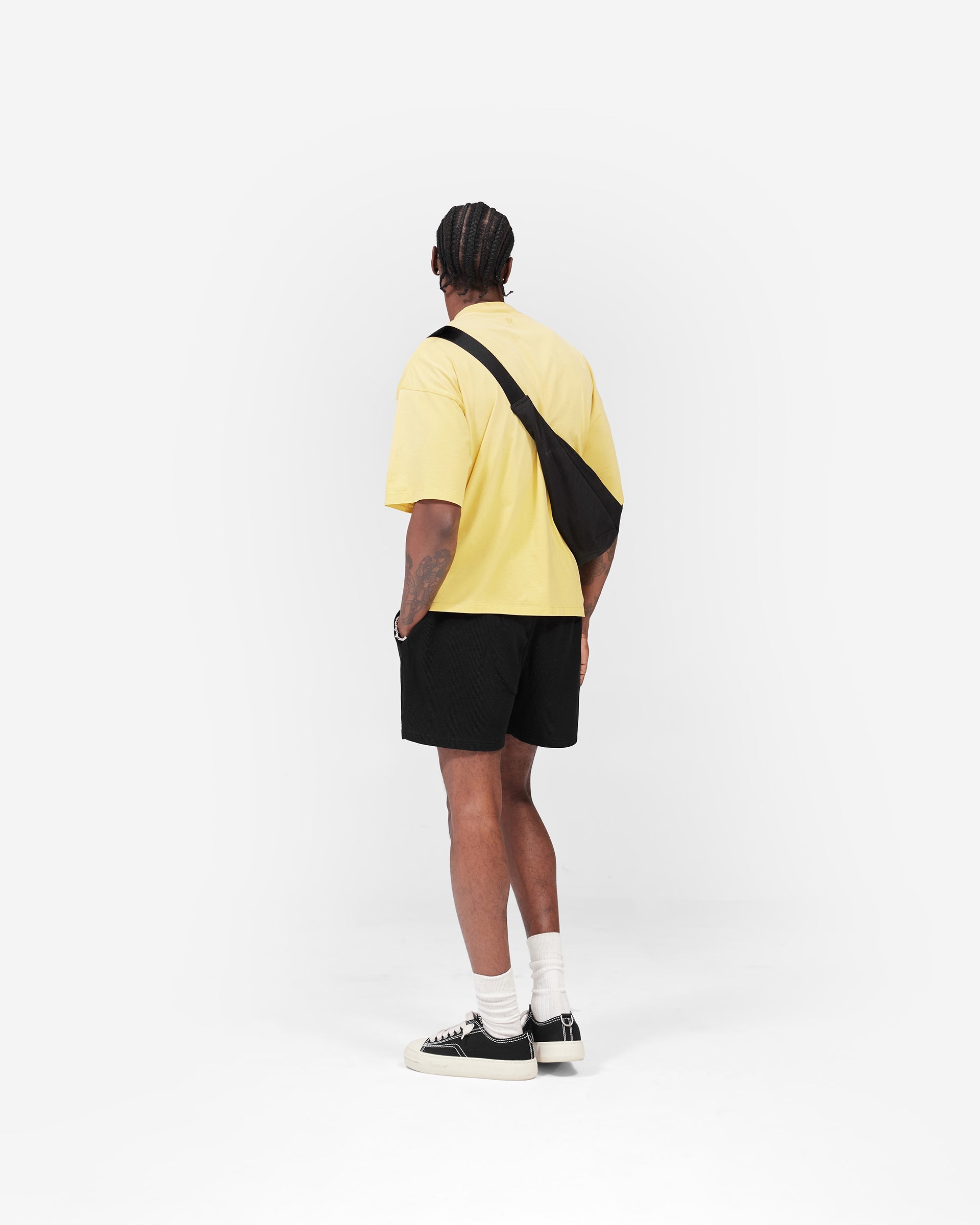 Initial Waffle Shorts - Jet Black