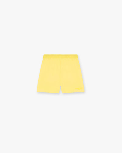 Front product image of mens yellow shorts on a plain white background | Team 247 Fused Shorts in Lemon | Athletic shorts with fused seams | 247 Shorts | Represent Clo