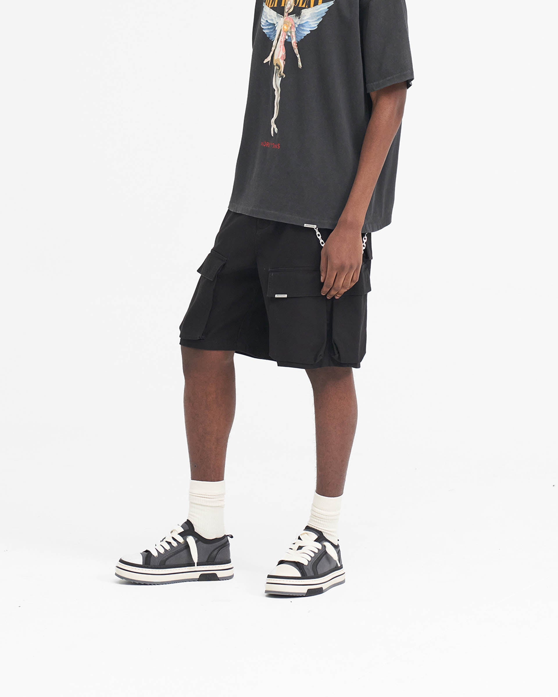Short cargo ample en coton - Noir