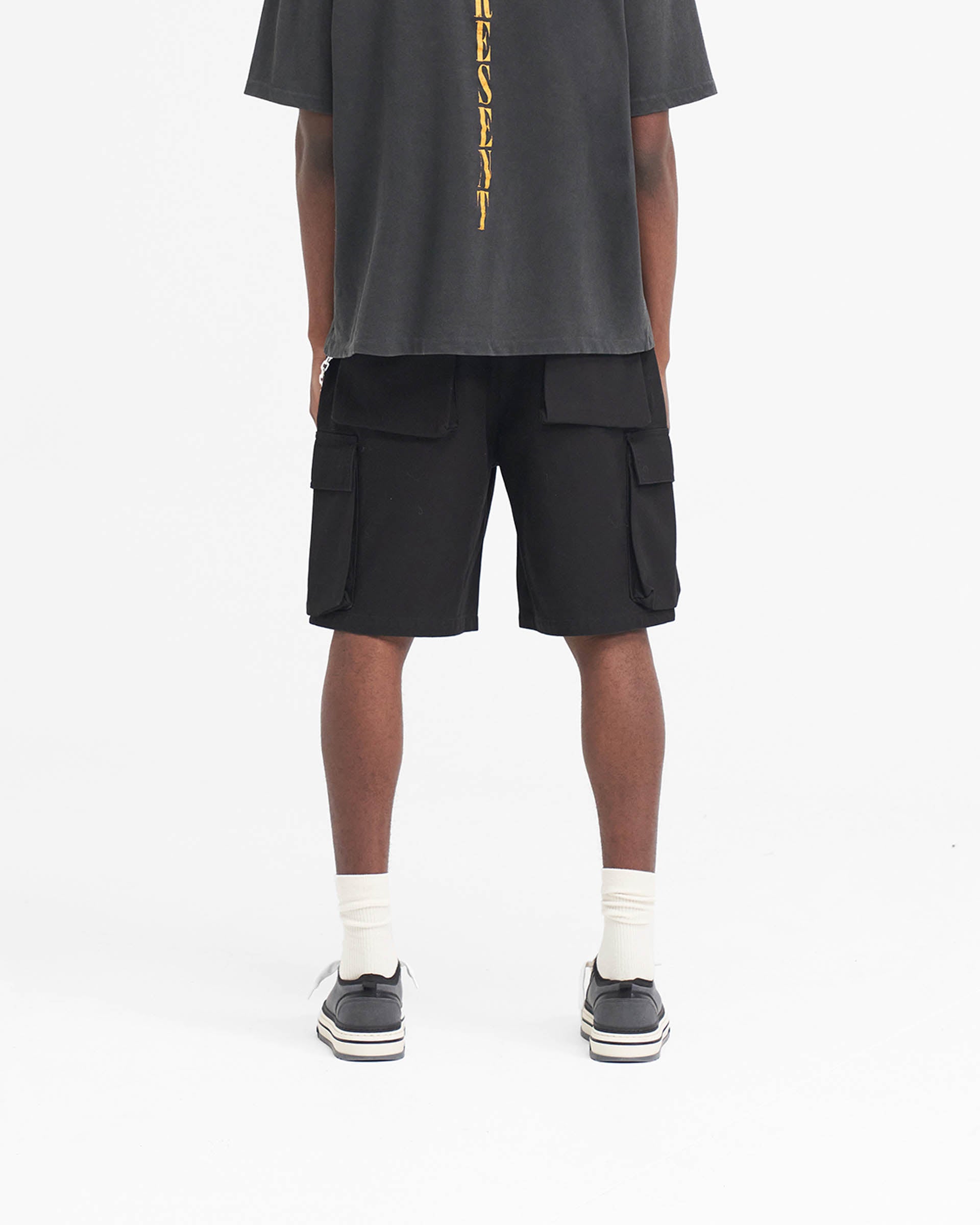 Short cargo ample en coton - Noir